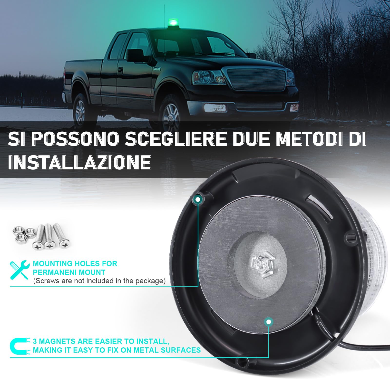 LED lampeggiante 12V stroboscopica 8 Colori segnalazione lampeggiante di emergenza Luce Rotante magnetica per Camion trattore