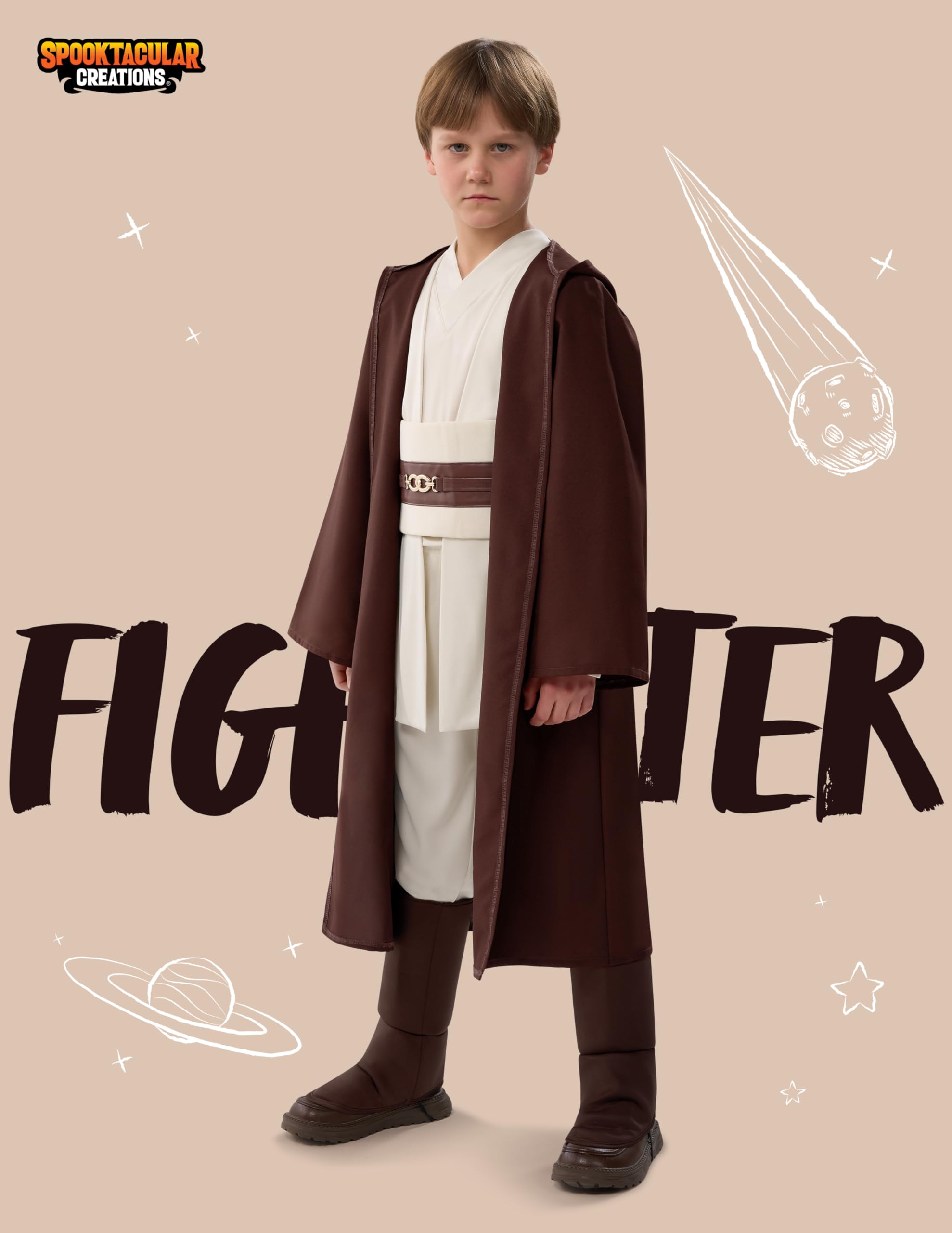 Spooktacular Creations Costume da Cavaliere per Ragazzi: Include corda, tunica, cintura, pantaloni e copriscarpe per avvincenti giochi di ruolo alle feste di Halloween.(Grande (10-12 Anni))