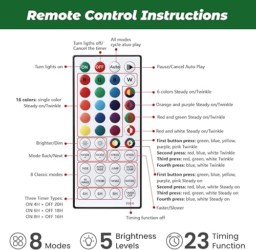 Miniatura 4 de SHareconn Árbol de pino artificial preiluminado de 6 pies con bisagras con control remoto, versión mejorada con 340 luces LED RGB que cambian de