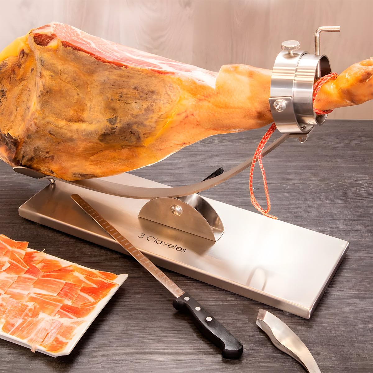 PracticFood Set di Coltelli Professionali Selezione Expert Chef, Coltello da Prosciutto Alveellato 29 cm e Accessori (3C GOURMET II)