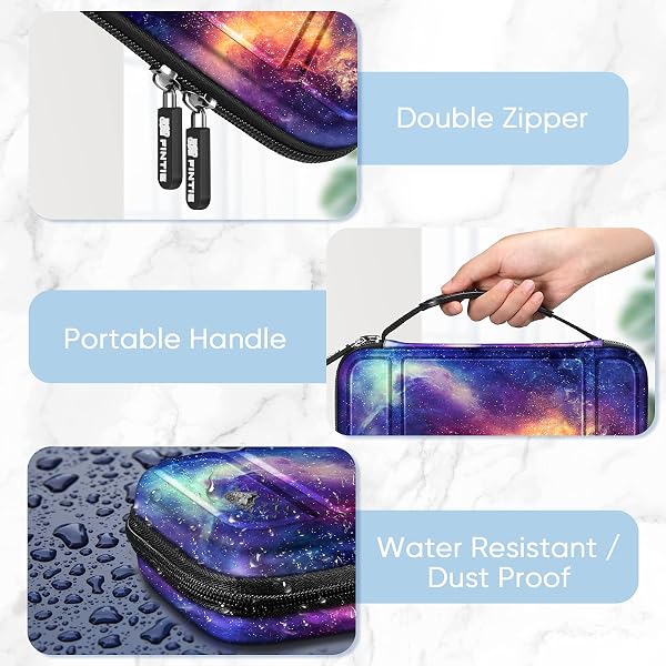 FINTIE Tragetasche Kompatibel mit Nintendo Switch 2017 /Switch OLED Modell 2021- [Stoßfeste] Hartschalen Aufbewahrung mit 10 Spielkartenhaltern, Reisetasche für Konsole und Zubehör - 3