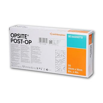 Smith & Nephew SJ66000713 Opsite Post-Op Absorbent Dressing, 20 cm W x 10 cm L (Pack of 20)