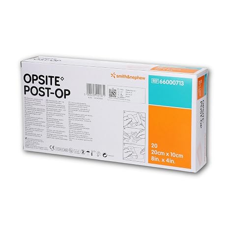 Smith & Nephew SJ66000713 Opsite Post-Op Absorbent Dressing, 20 cm W x 10 cm L (Pack of 20)