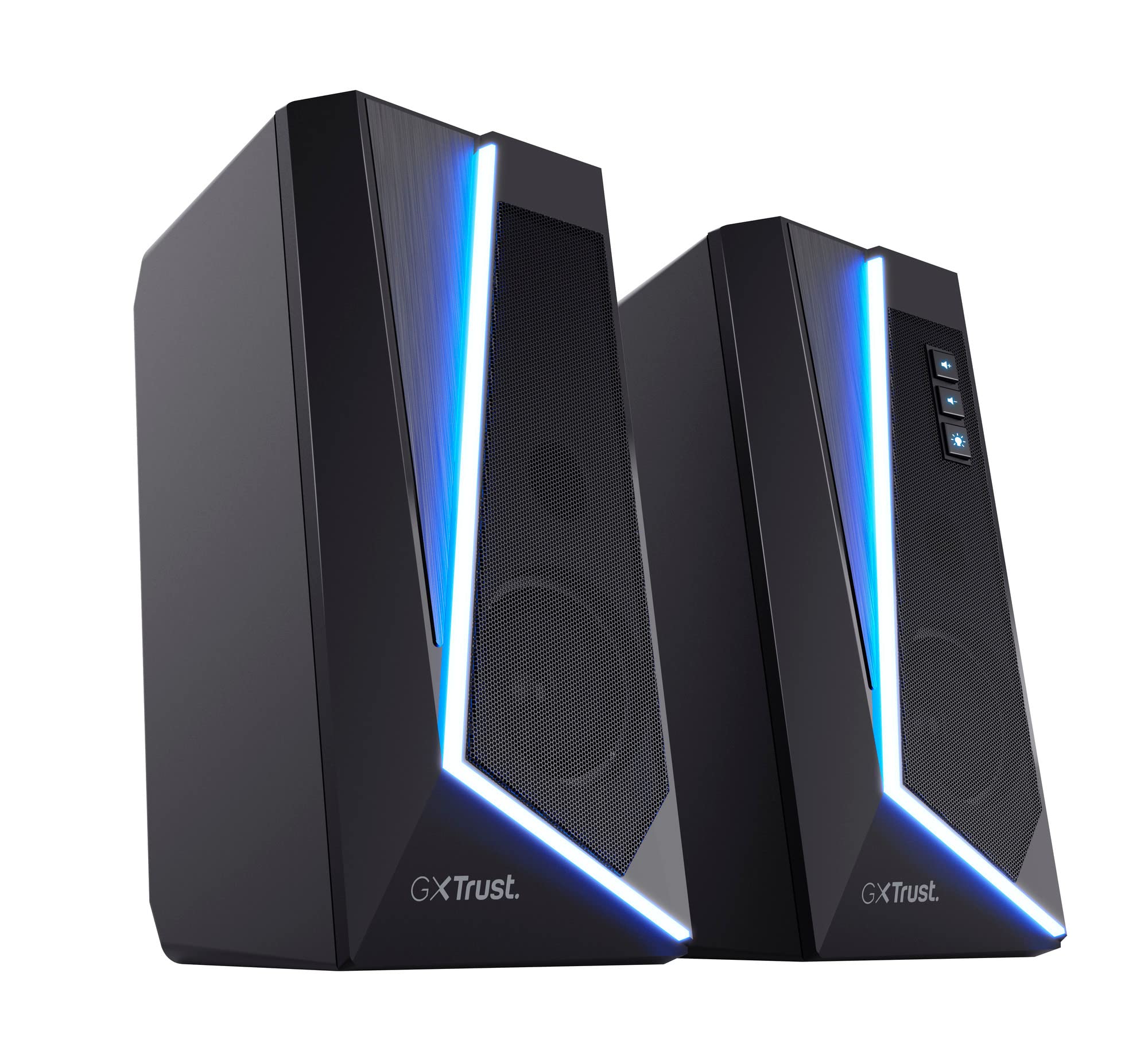 Trust Gaming GXT 609 Zoxa Système d'Enceintes, Haut-parleurs Gamer, 6 Modes d'Éclairage RGB, 12 W, Alimentation USB, Système Audio pour PC et Ordinateur Portable - Noir
