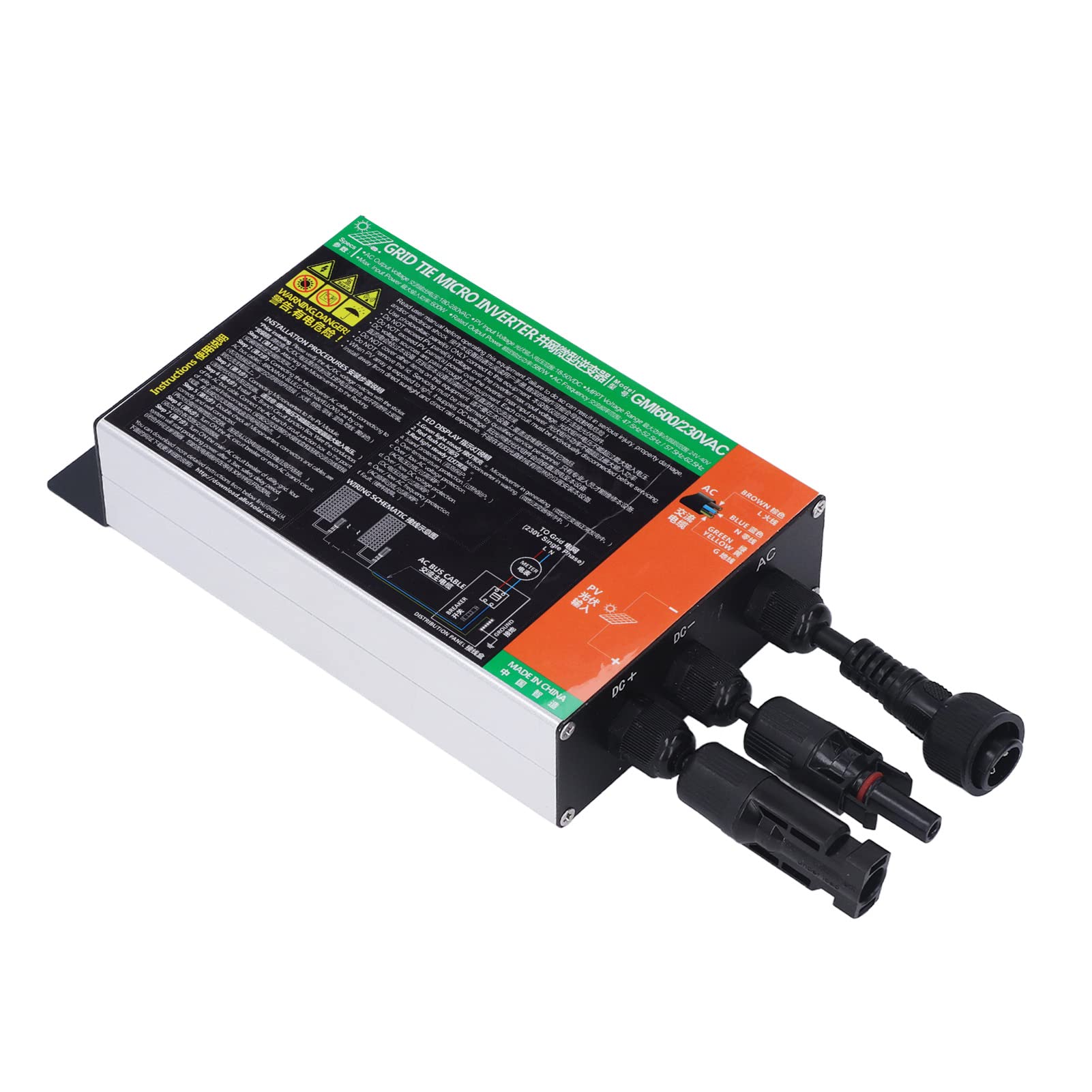 Inverter MPPT Micro Compact 600 W Onda Sinusoidale per Energia Solare, Inverter Solare Compatto per Impianti Fotovoltaici Off Grid