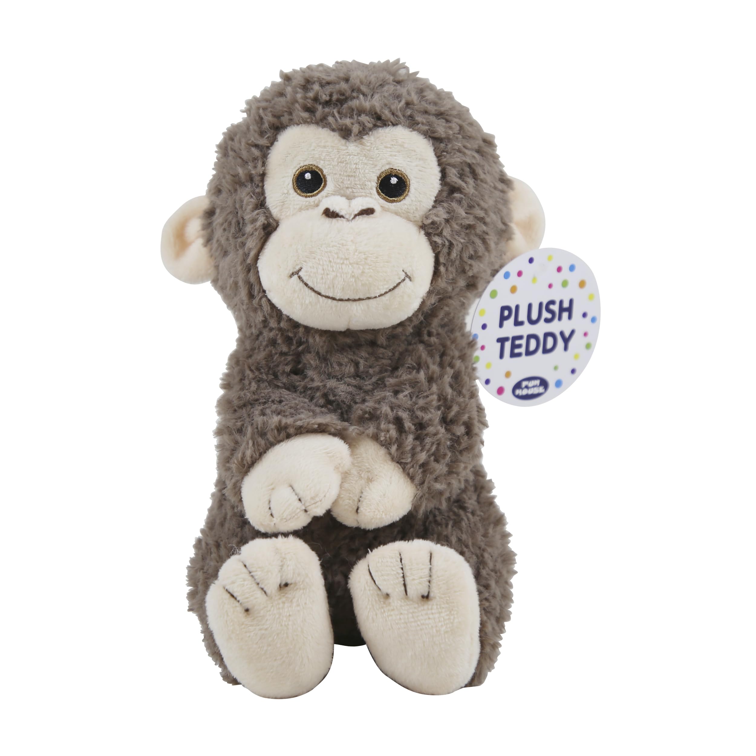 Eurowrap 8" Plush Monkey Teddy Bear Toy - Brown - Soft Plush Toy - Perfect for Children Gifts, Birthdays, for Kids
