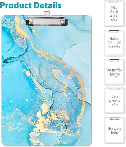 Miniatura 3 de Portapapeles de moda, portapapeles decorativos con bonito patrón, bloc de palabras de madera de diseño personalizado con clip de metal de perfil