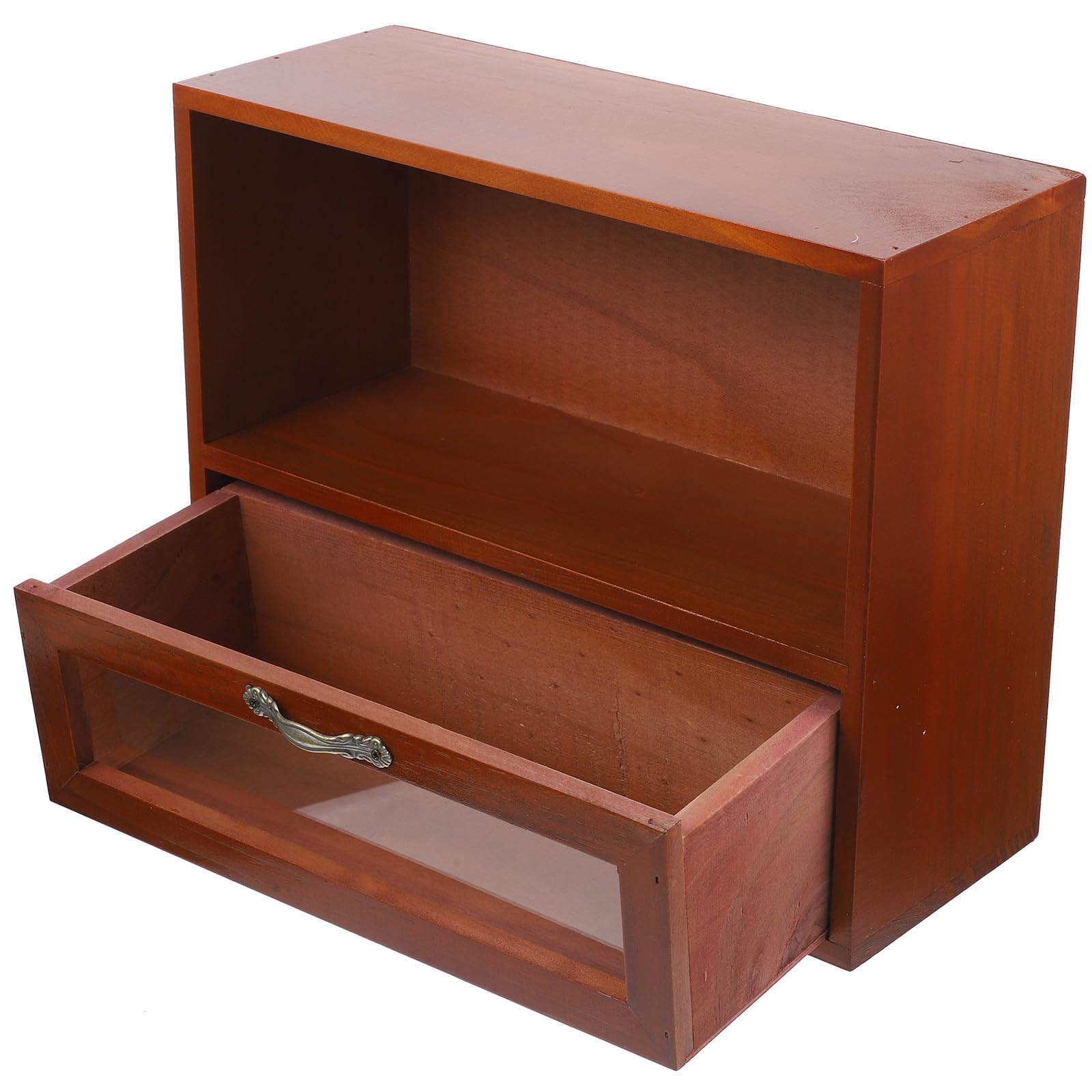 Scatola di Stoccaggio in Legno Vintage Cassetti per Desktop, Organizer da Scrivania Marrone, Ampia Capacità e Fondo Stabile, per Casa e Ufficio