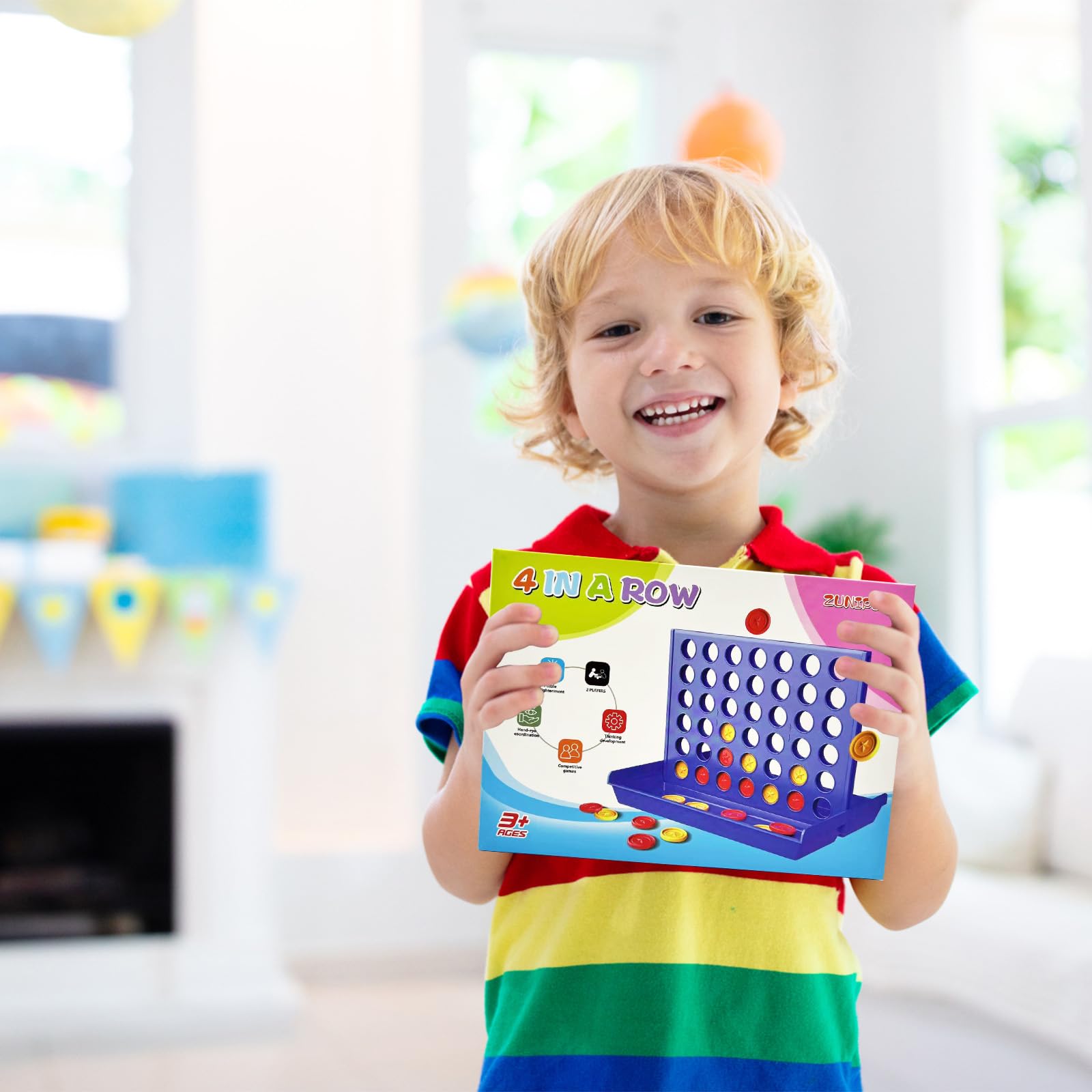 Cuatro en Raya,Four Wins Juego de Viaje, Juguete Educativo para niños, Juego de Estrategia para niños 3 4 5 6 7 8（Formato Grande）
