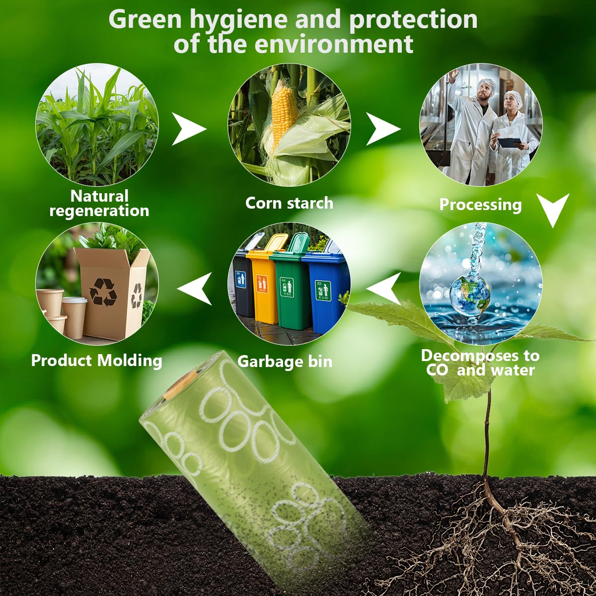 Rollos de bolsas para excrementos, 256 unidades, 9 x 13 pulgadas, color verde, gruesas, a prueba de fugas, con aroma a lavanda, bolsas para perros, bolsas de basura ecológicas para mascotas