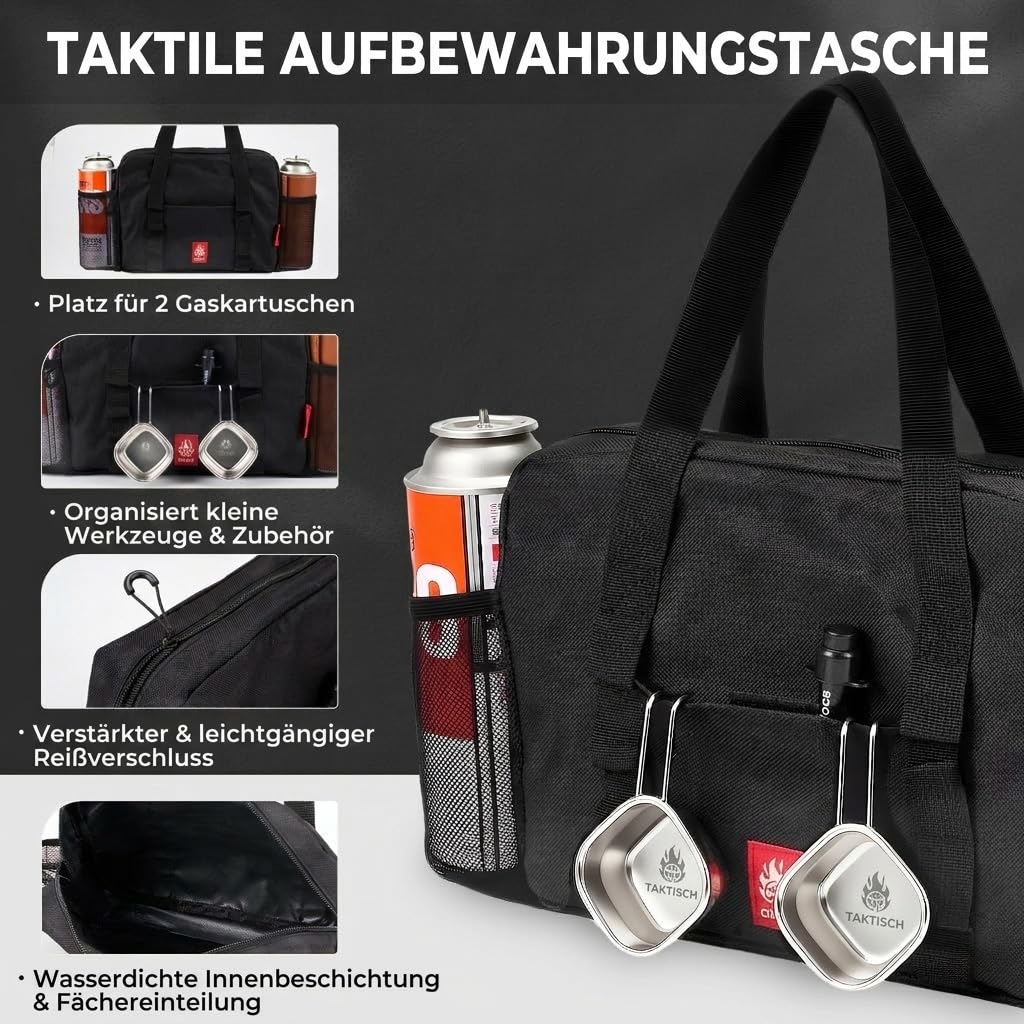 ALOCS Camping-Gasherd, IGT-Camptisch mit Outdoor-Herd, klappbarer Picknicktisch mit tragbarem Solo-Herd, Tragetasche, für Strand, Grillen, Wandern, Angeln, Tailgating, Hinterhof