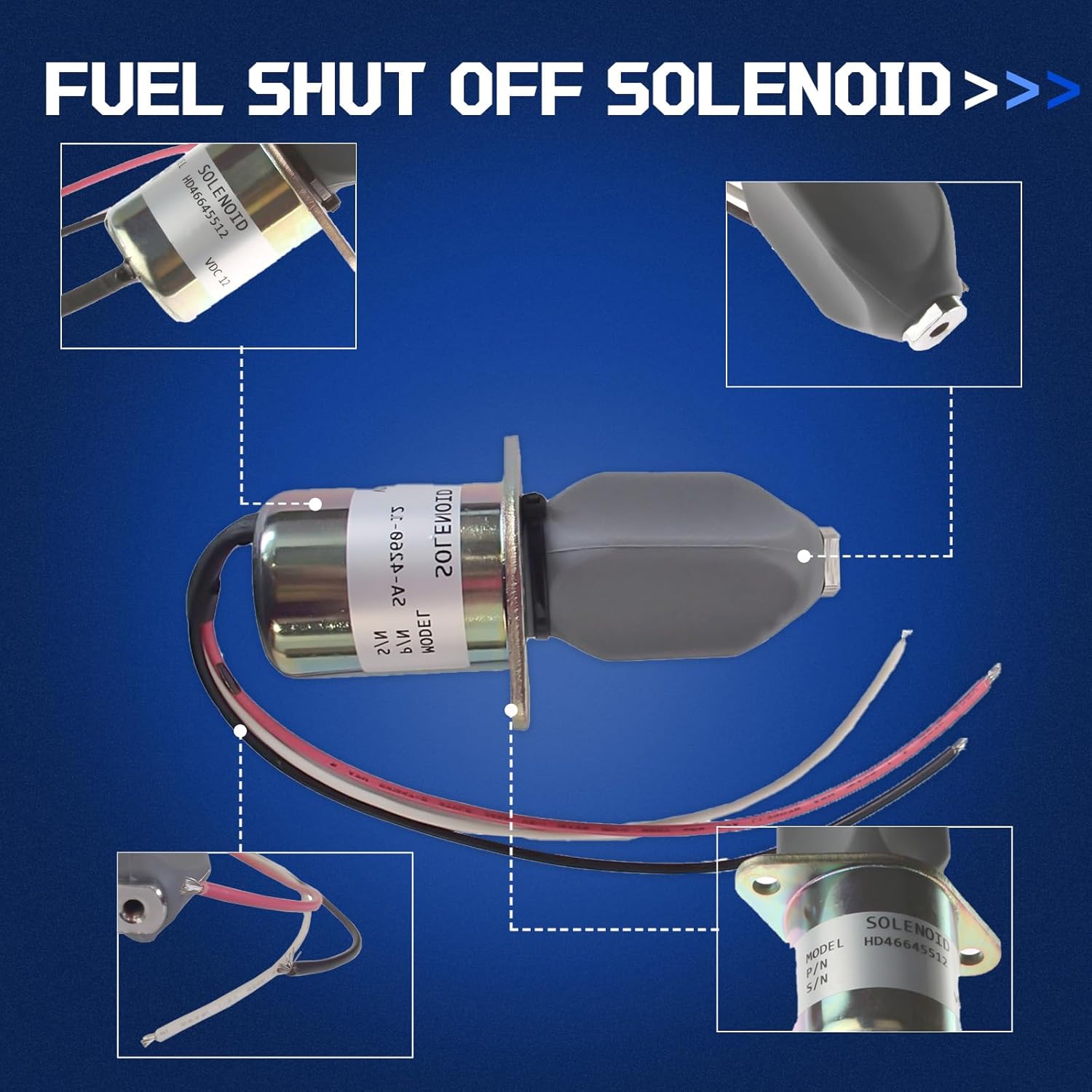 SA-4260-12 SA-4612-12 1751ES-12A6ULB1S5 Fuel Shut Off Solenoid for Kubota 3A 70 82 mm with Stop Solenoid Valve Diesel Engine Excavator 12V