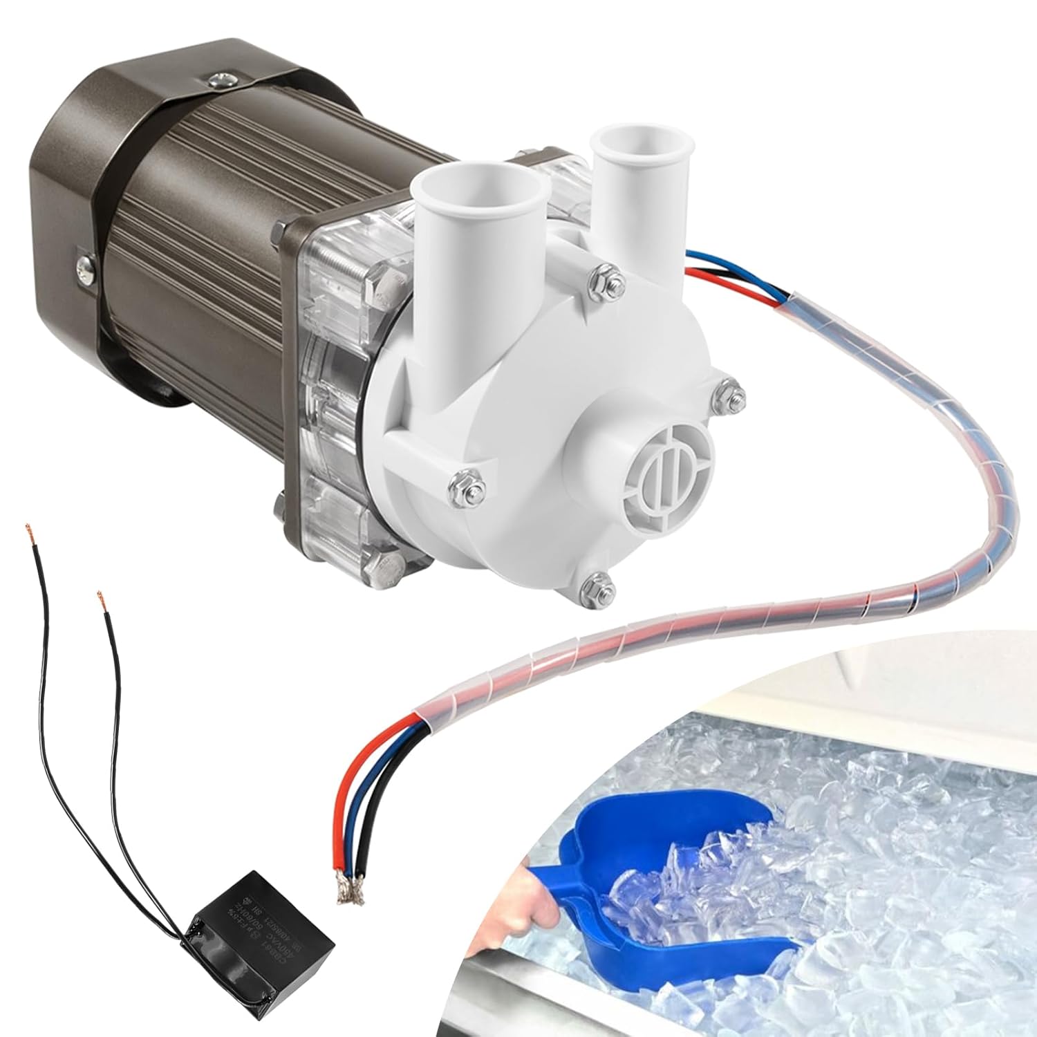 S-0730 Ice Machine Motor Fit for Hoshizaki KM Series KM-1200S, KM-1300SIce Machines, Water Pump Motor Assembly 120V 60W
