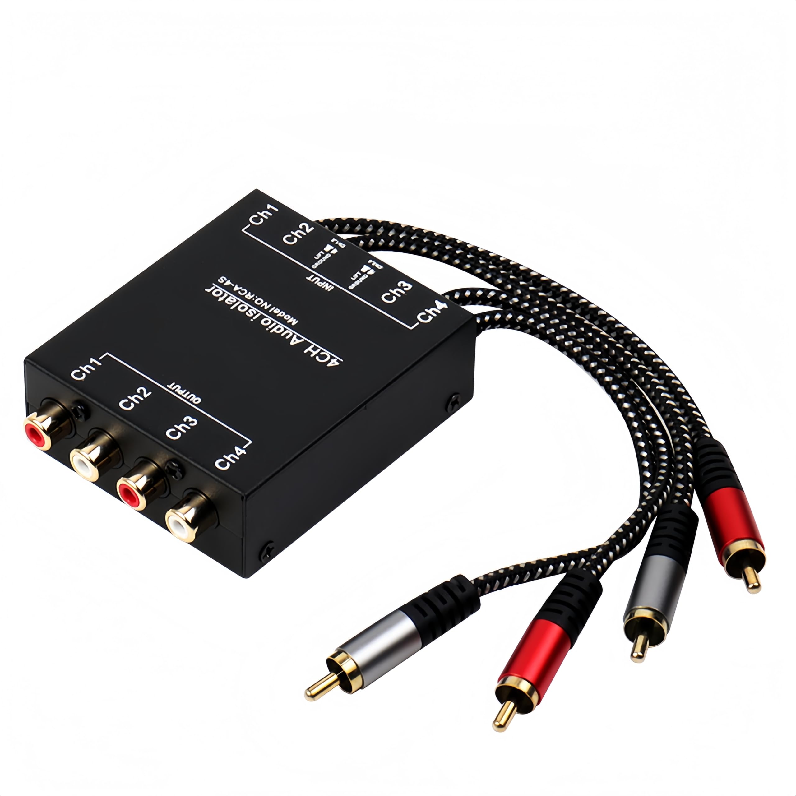 Isolateur de boucle de terre RCA 4 canaux avec connecteur, pour voiture
