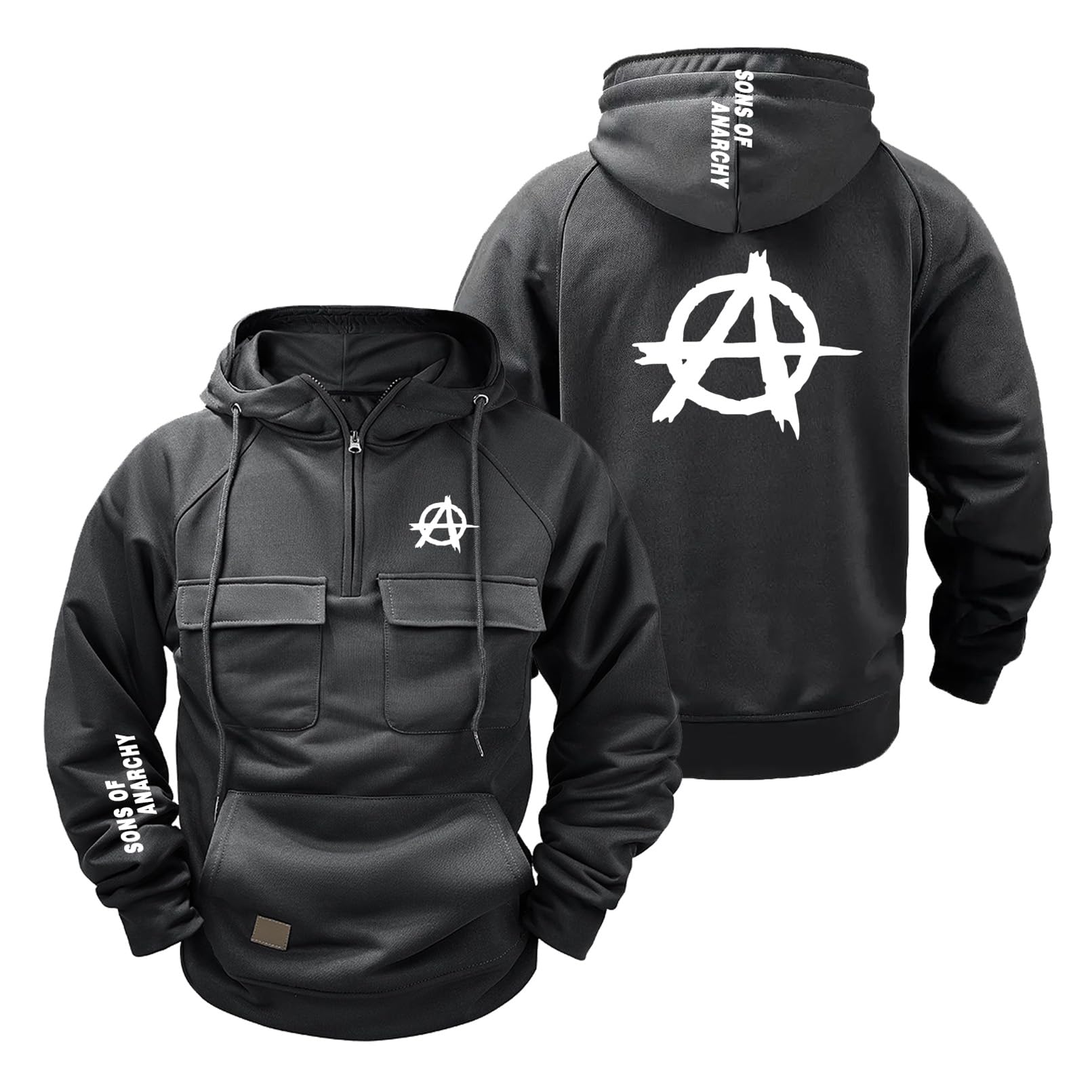 LPPALsjd Men's Graphic Hoodies for A.na.rc.h.y S.on.s Hooded Sweatshirt Pullover Gym Wear Half Zip Jackets Casual Coats with Pocket Tops Hoody-SHS||XXL