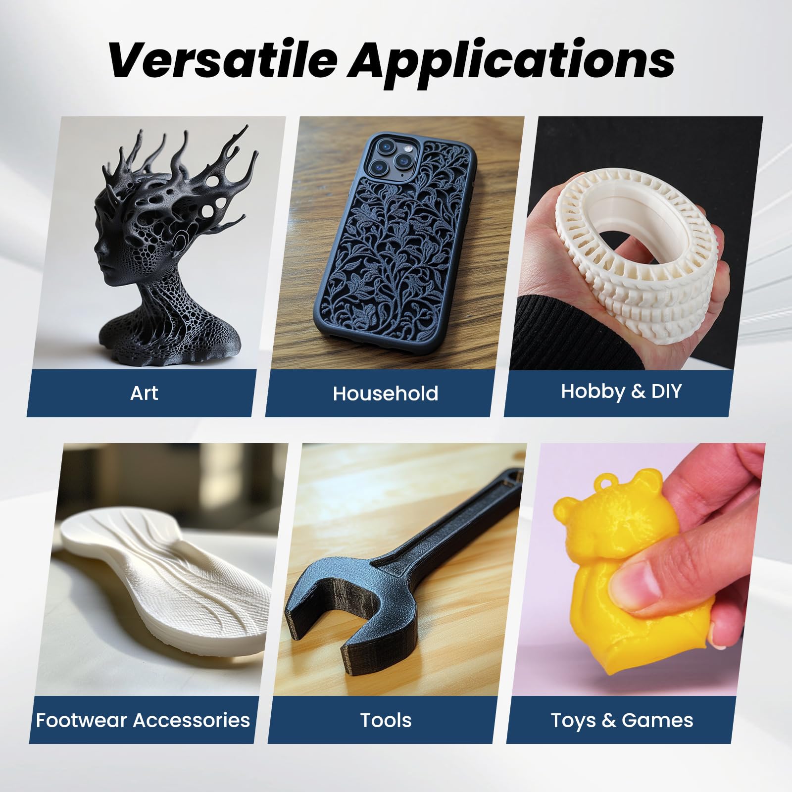 FLASHFORGE Filamento elastico/TPU95A per stampanti 3D da 1,75 mm, elevata elasticità e durata per prototipi morbidi, oggetti da indossare e parti funzionali, bobina da 1 kg (caramella dell'arcobaleno)