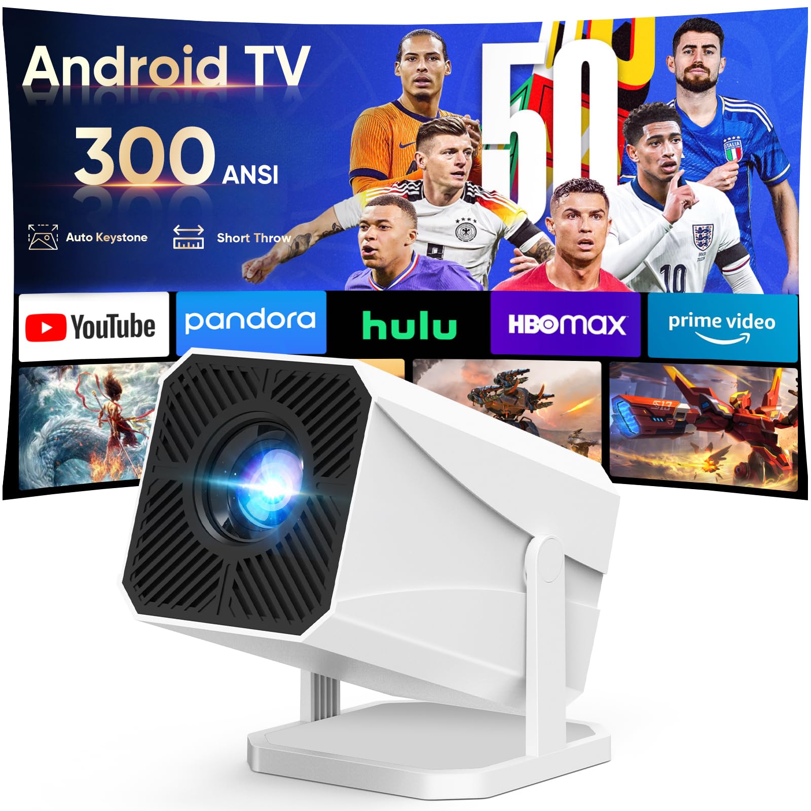 1080P Mini Projector with WiFi 6 and Bluetooth