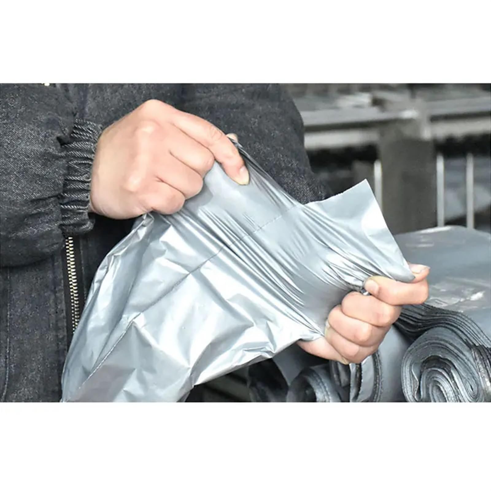 Sacchetti per Spedizioni in Plastica 50 pezzi buste postali personalizzate buste for abbigliamento impermeabili grigio argento custodia di stoccaggio PE sacchetto di imballaggio for corriere logistico