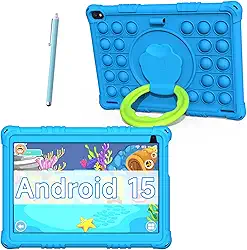 Tablet infantil Android 15, tablets de 10 polegadas para crianças, 8 GB de RAM, 32 GB de ROM, expansão de 1 TB, tablet infantil com controle parental, tela IPS, câmera dupla, educacional, jogos, capa