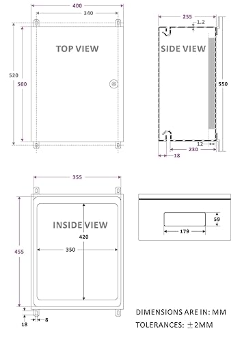 Miniatura 5 de Ordentlich IP65 - Caja de metal resistente a la intemperie para montar en la pared con placa de montaje y soporte de pared (20 x 16 x 10 pulgadas)