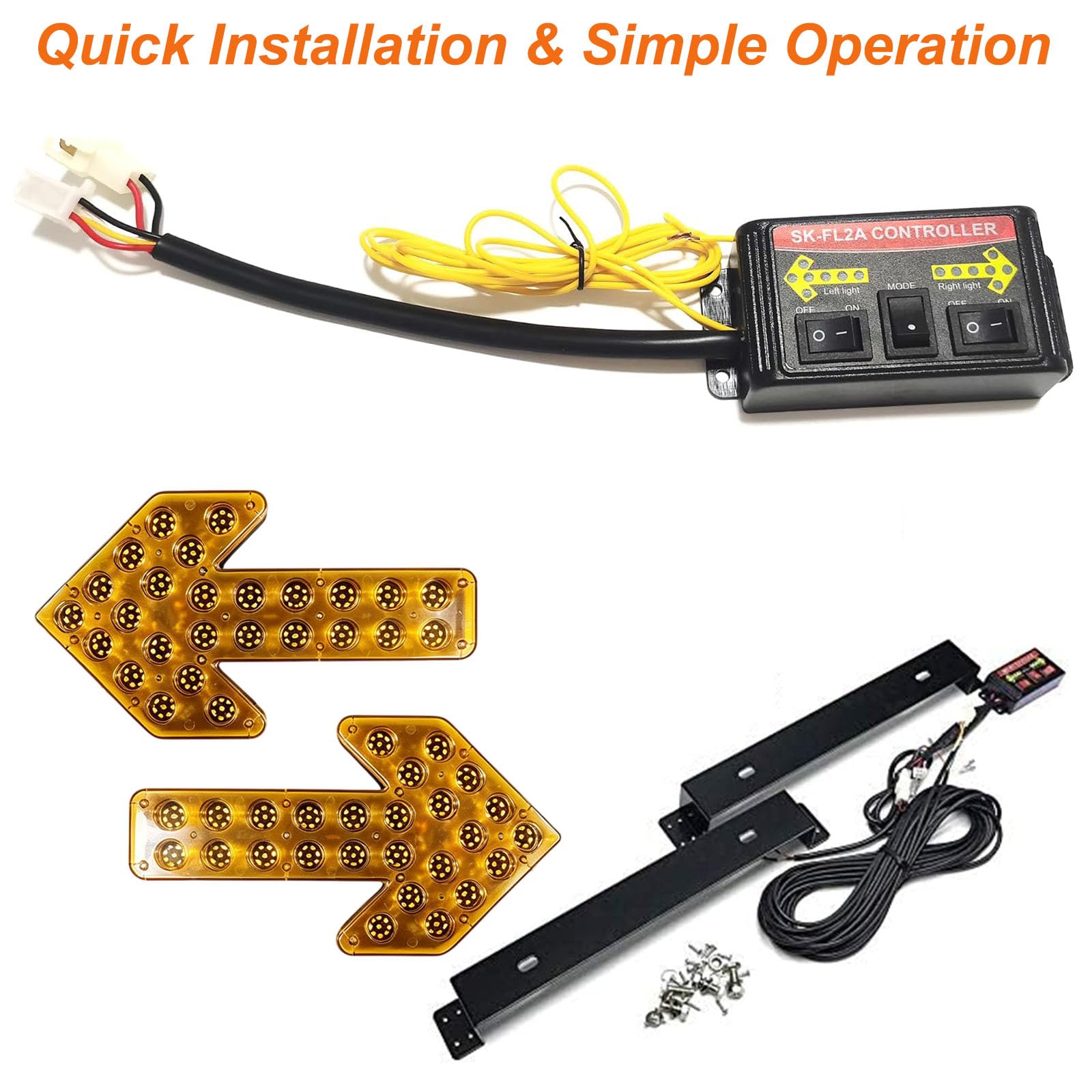 35 CM Vehículo LED Flecha Piloto Luz de Señalización Carrito de Riego | Frecuencia de Parpadeo: 60-100 veces/minuto, Incluye Accesorios de Instalación, Resistente al Agua, 208 LED, 12V-24V