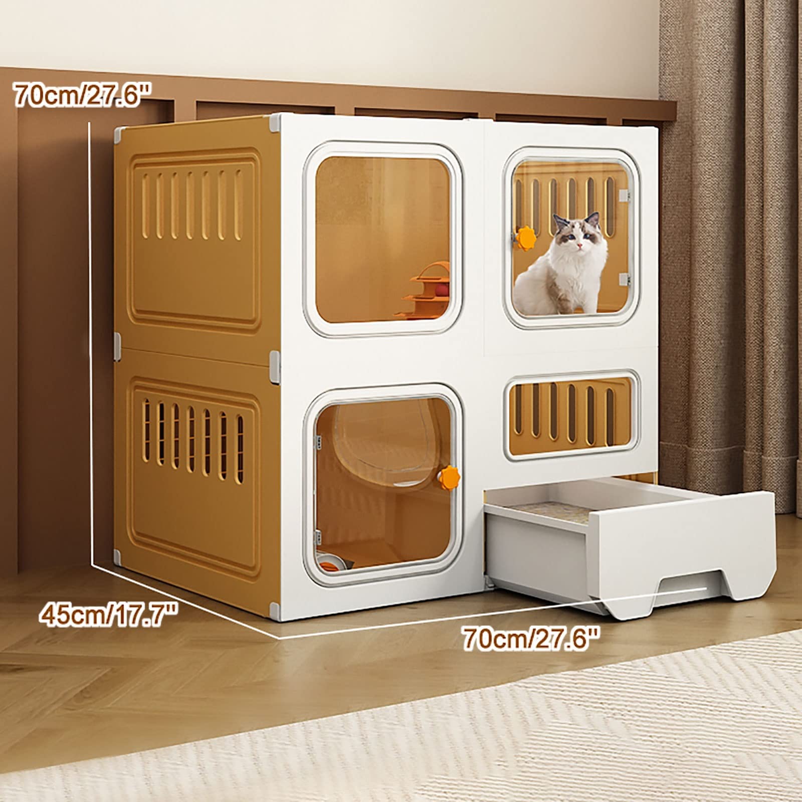Gabbia per Gatti da Interno, Gabbie per Gatti, recinti per Gatti da Esterno, Gabbia per Piccoli Animali, mobiletto per Gatti Semi-Chiuso Staccabile, Grande Spazio per Esercizi Ideale per 2-3