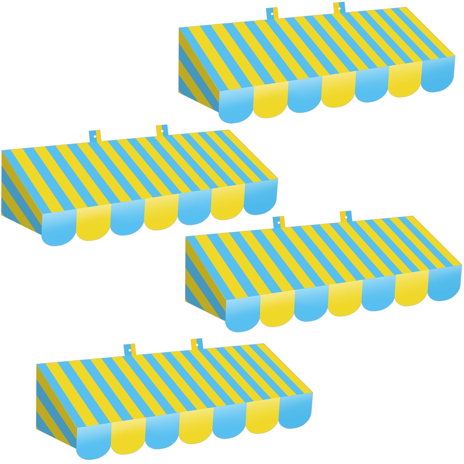 Tallew 4 Pcs 3D Cardboard Awning Wall Decor, Stripe, Blue Yelllow