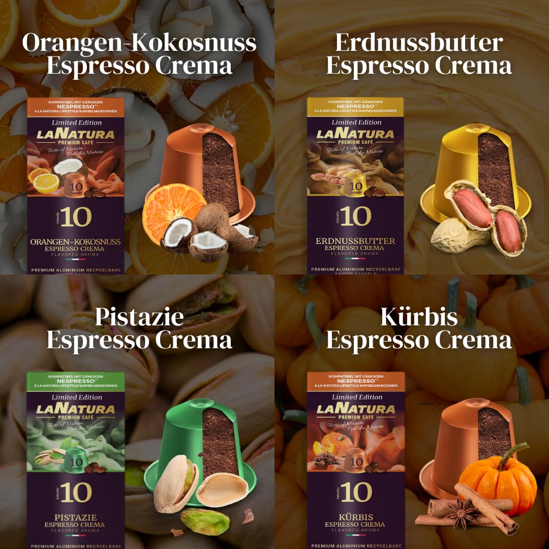 La Natura Lifestyle Aroma Box, 8 wyjątkowych smaków: karmel, czekolada, pistacja, orzech kokosowy, rum, trufle, dynia, orzech ziemny
