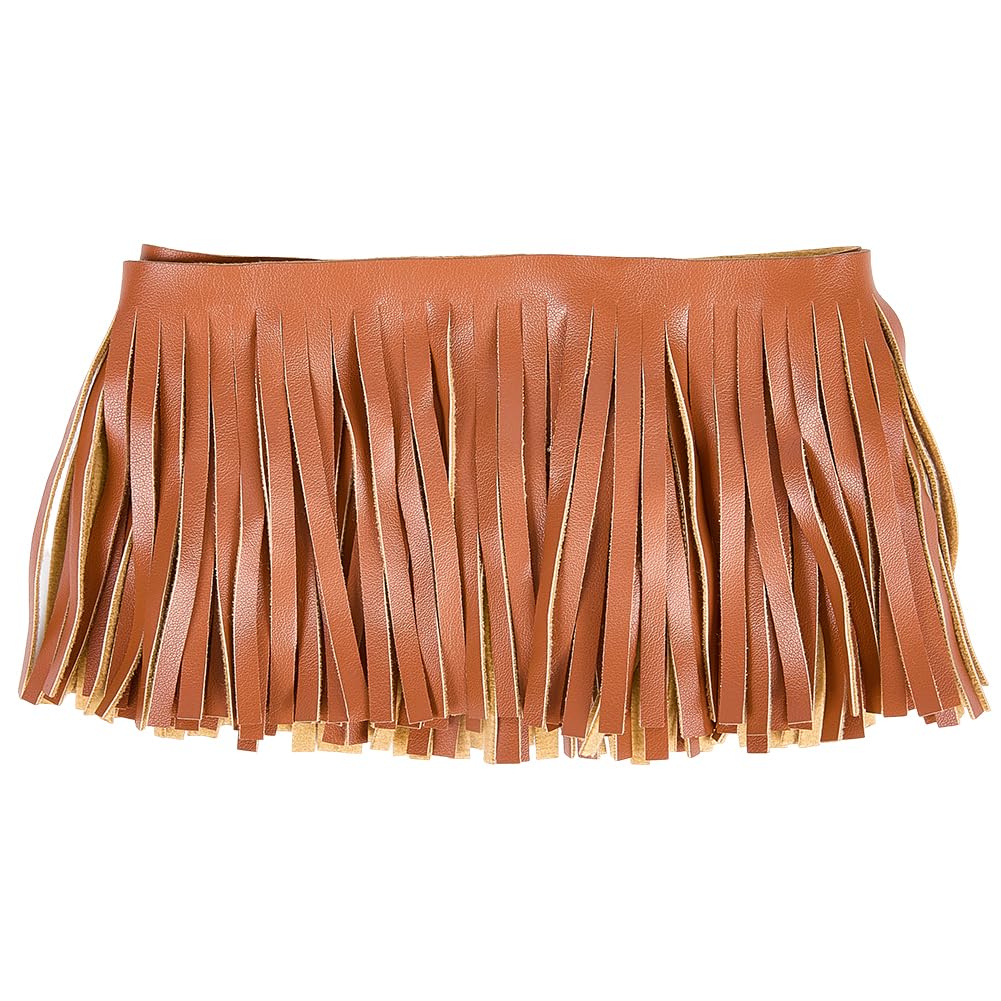 GORGECRAFT 108x10cm Faux Leather Sewing Tassel Trim Saddle Brown PU Leather Dance Skirt Tassel Fringe Wrap Cover Trim for DIY Craft Clothing Handbag Sewing Craft Embellishment Decoration