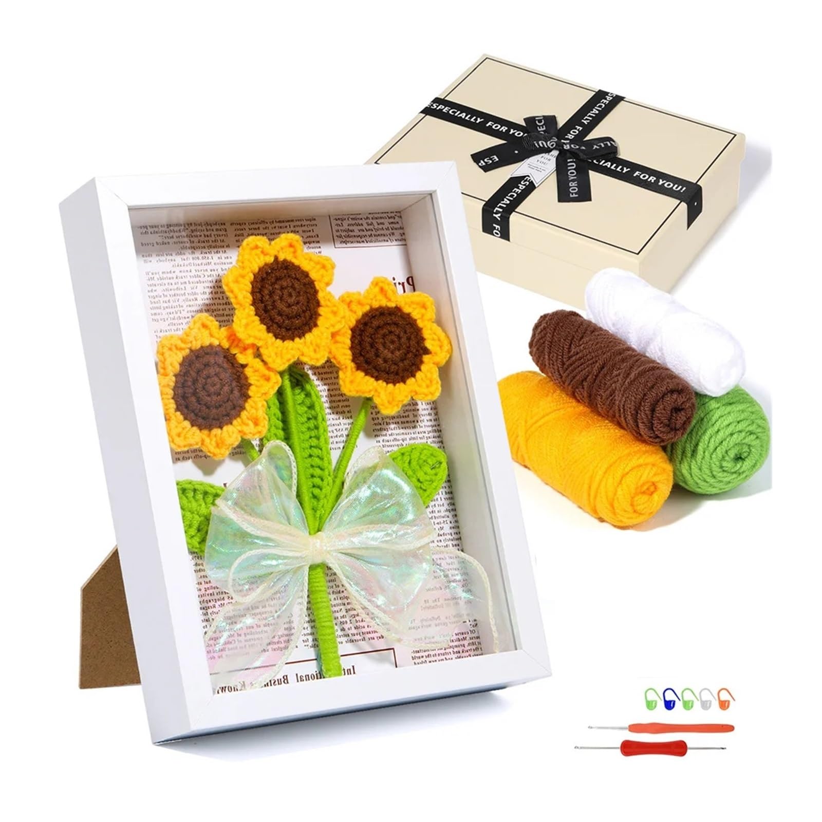 OPIGJUFD Häkel-Set Unfertiges Häkelnadel-Materialpaket-Kit Tutorials Häkel-Starter-Set for DIY-Anfänger für häkeln lernen(Type 7)