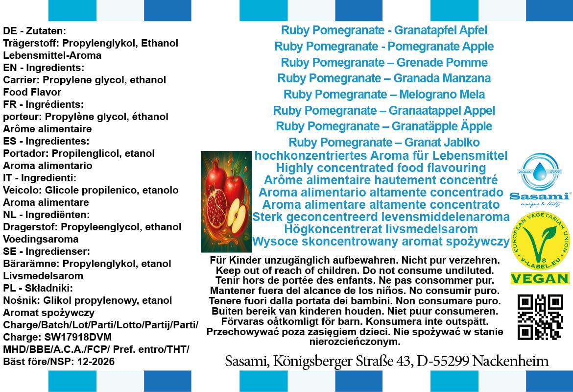 Ruby Pomegranate - Granat Jabłko Aromat Koncentrat - Wegański - Sasami - 100ml
