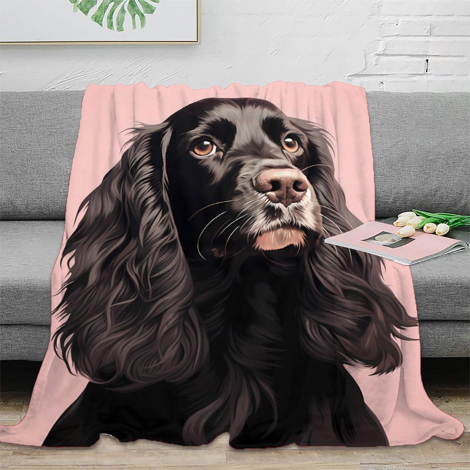 Couverture Cocker Spaniel 3D plaid polaire doux salon