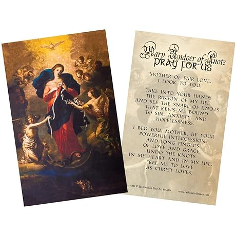 Mary Undoer of Knots Prayer Card 50-Pack for Spiritual Reflection and Devotion