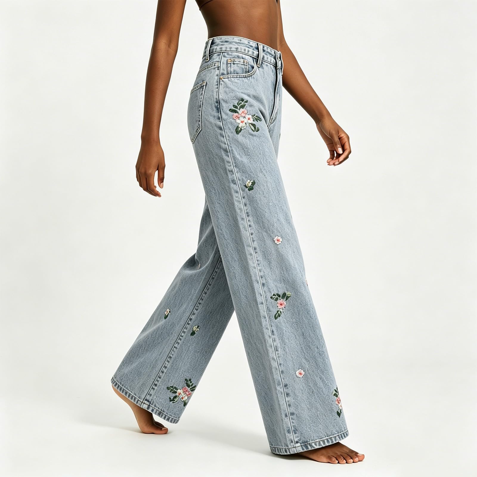 Weite Jeans Damen Baggy Hose High Waist Denim Pants Vintage Jeanshose