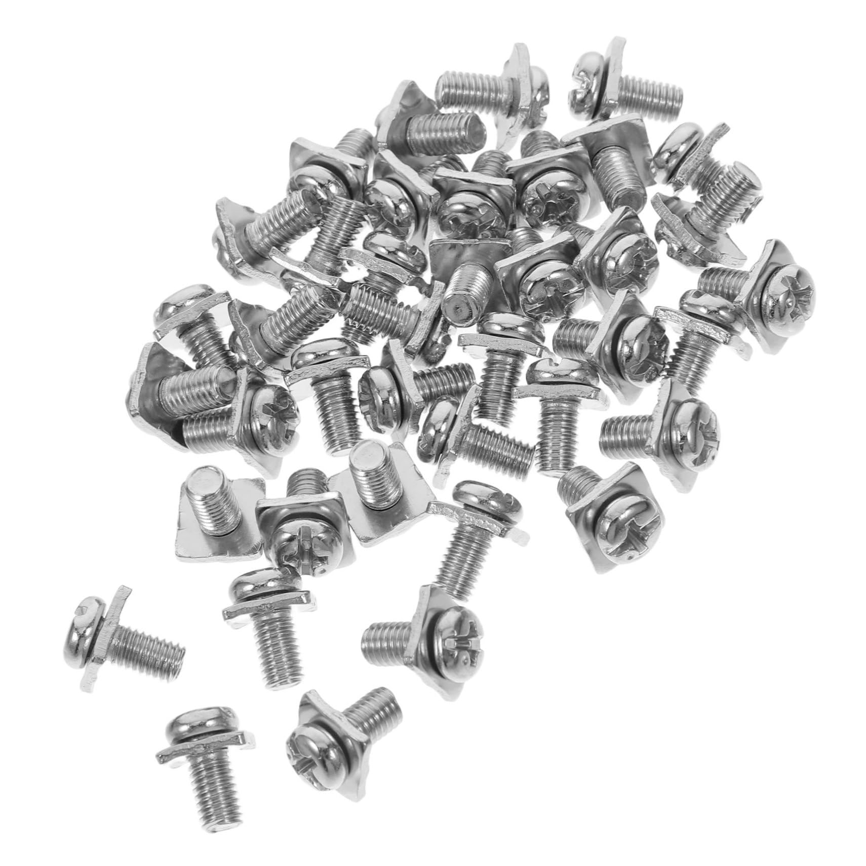 SOLUSTRE Square Washers Nickel Plated Machine Screws Connector Screws for Electrical Box