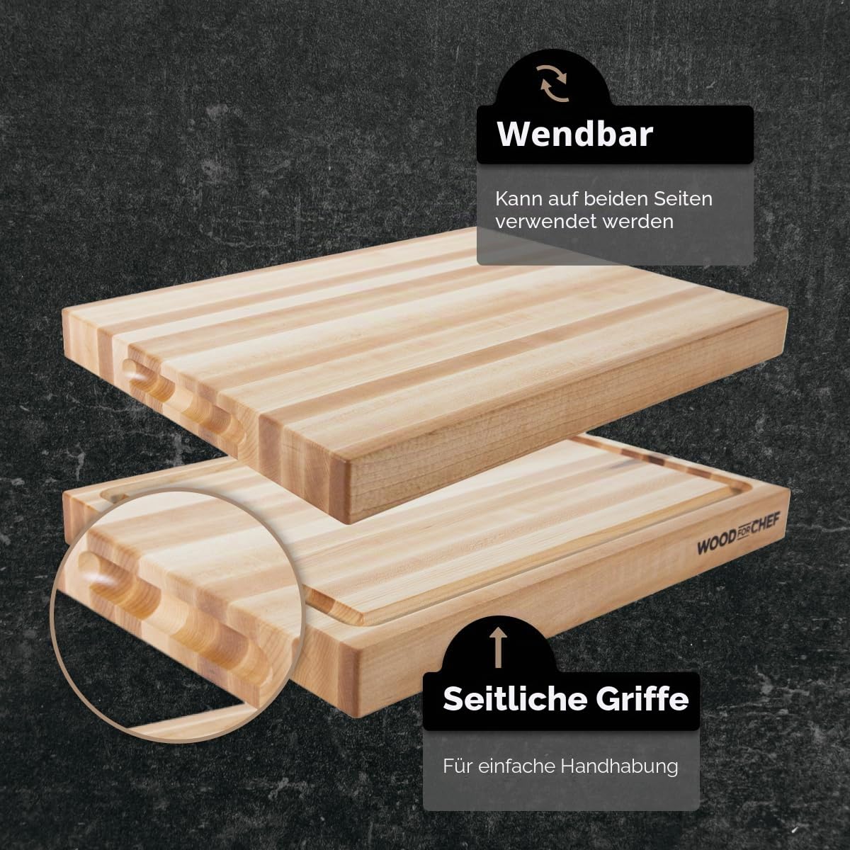 Mittelgroßes Holzschneidebrett aus kanadischem Ahorn – ein wendbarer Metzgerblock mit Saftrille zum einfachen Schneiden von Fleisch und saftigem Gemüse – Ahorn-Schneidebrett – 40,6 x 30,5 x 3,8 cm