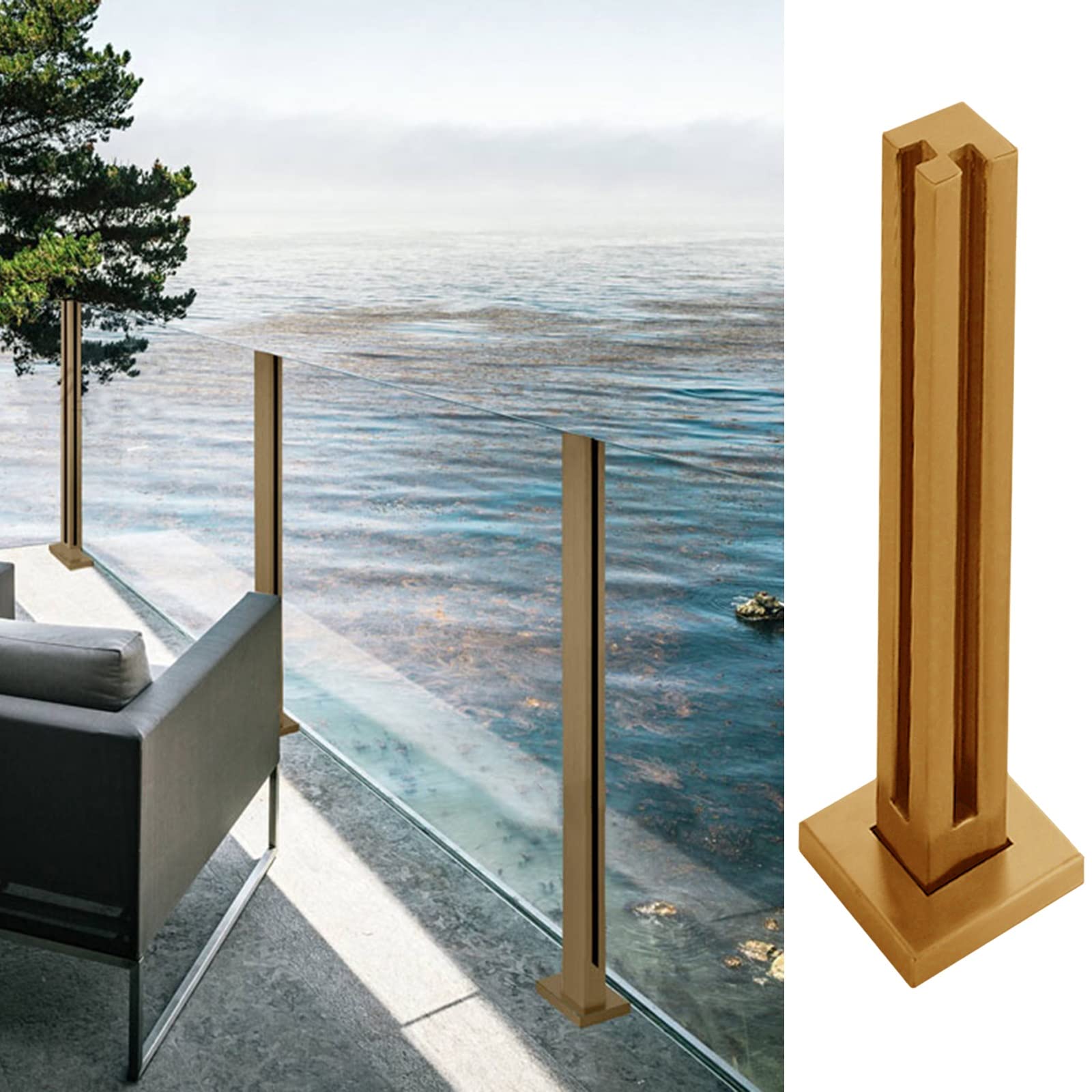Poteau angle clôture balcon extérieur en inox avec kit montage