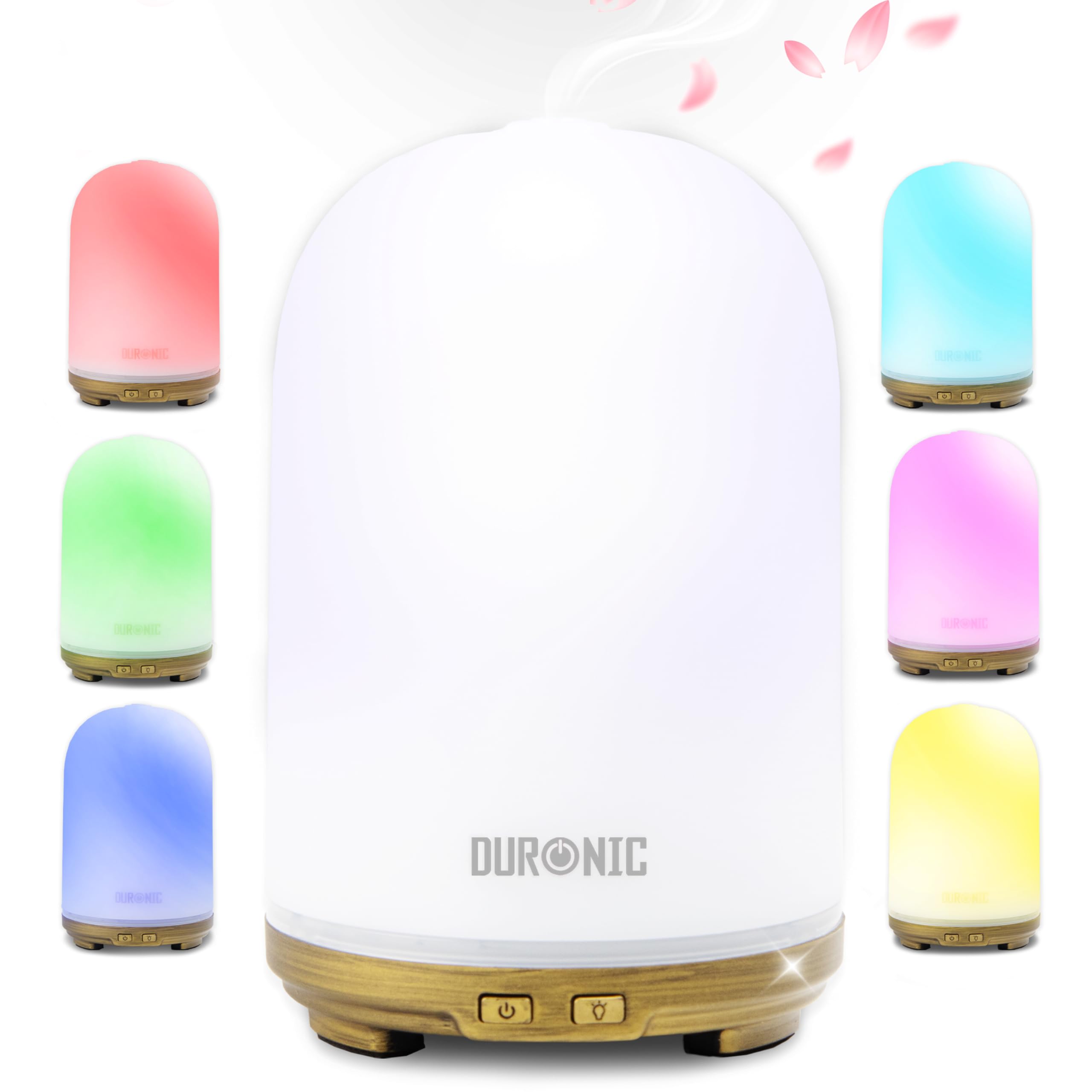 Duronic Essential Oil Diffuser AD11, 100ml Electric Aroma Diffuser Compact Ultrasonic Aromatherapy Diffusers for Home Office Bedroom Spa with 7 LED Lights Oil Scented Humidifier for Relaxation Sleep