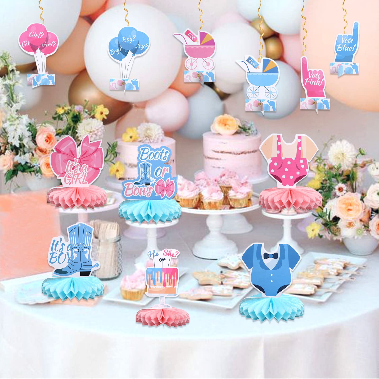 9 Piezas De Decoración De Revelación De Género, Centros De Mesa De Panal De  Abeja, Para, image size:1600x1600