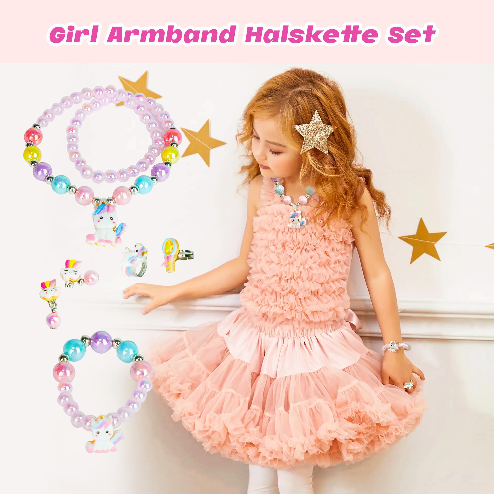 AdelDream contenitore musicale con unicorno con ali d'angelo musicali regalo per bambini(unicorno rosa a due strati,set di accessori da 5 pezzi)