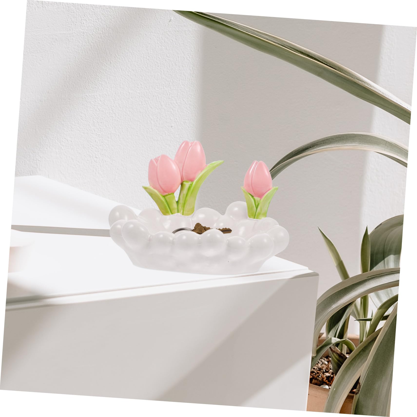 Keramik Schlüsselablage Tulpenform Weiß für Zuhause