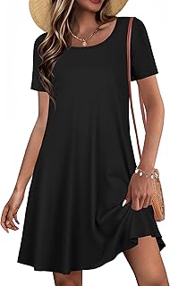 Summer Dresses for Women Casual Short Sleeve Sundress Scoop Neck Beach T...