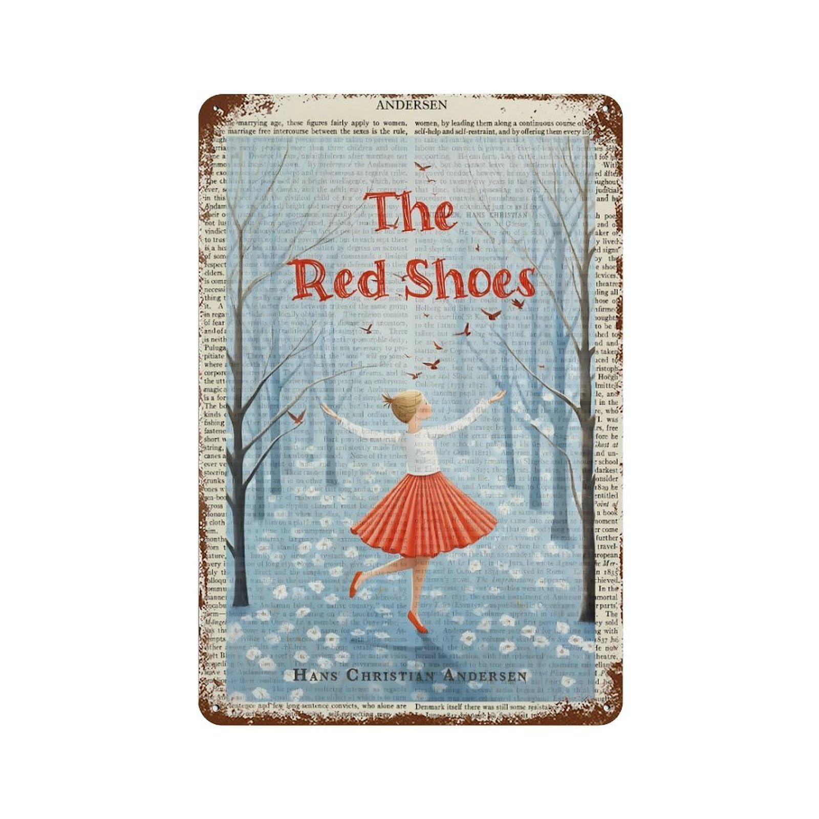 xiaoxiaoshen Hans Christian Andersen The Red Shoes Wall Decor Art Metal Tin Poster Modern Home Decor Art Home Bar Shop Decorations Vintage Sign 30x20cm