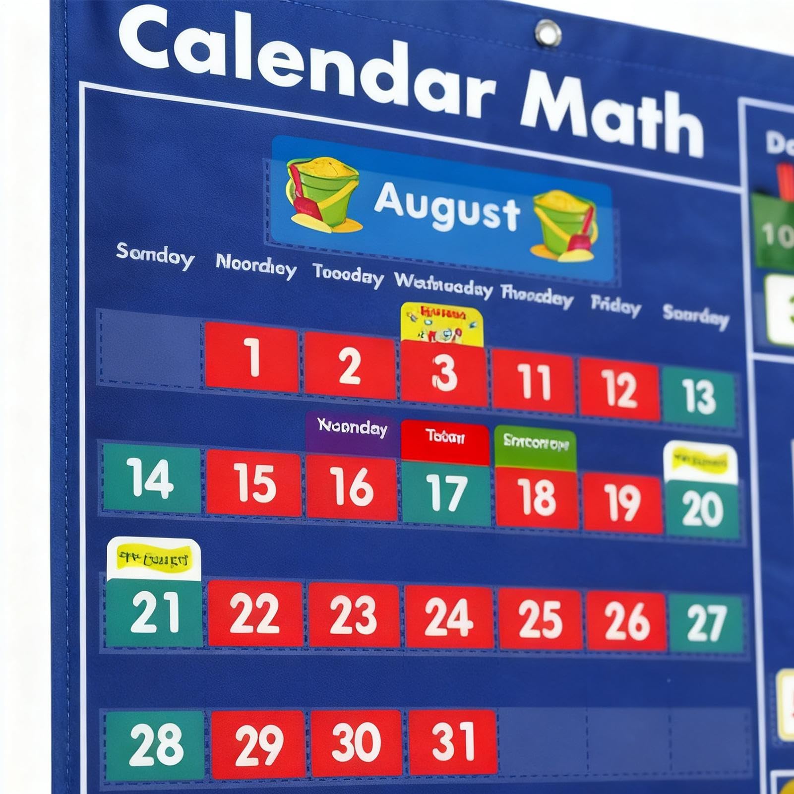 Calendario Matematico Quotidiano Attività Con Materiali Modulari | Materiali Didattici Con Tabellone A Tasche Per Bambini Ragazzi Ragazze Insegnanti Genitori Vacanze Aula Casa E Scuola