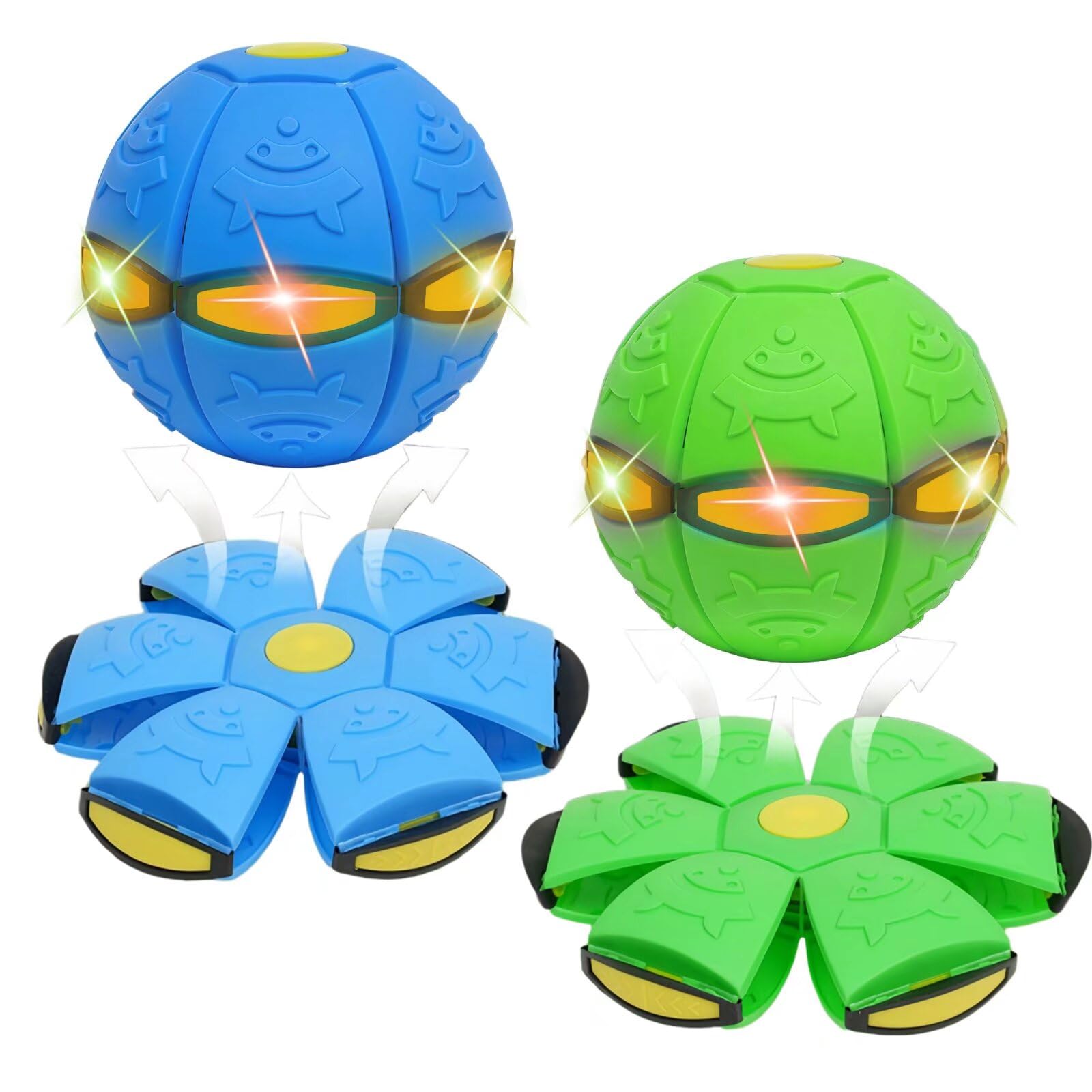 2pc 2-in-1 Dual Form Freely Switchable Magic Bouncing Ball Toy with Six Light Suitable for Indoor &amp; Outdoor