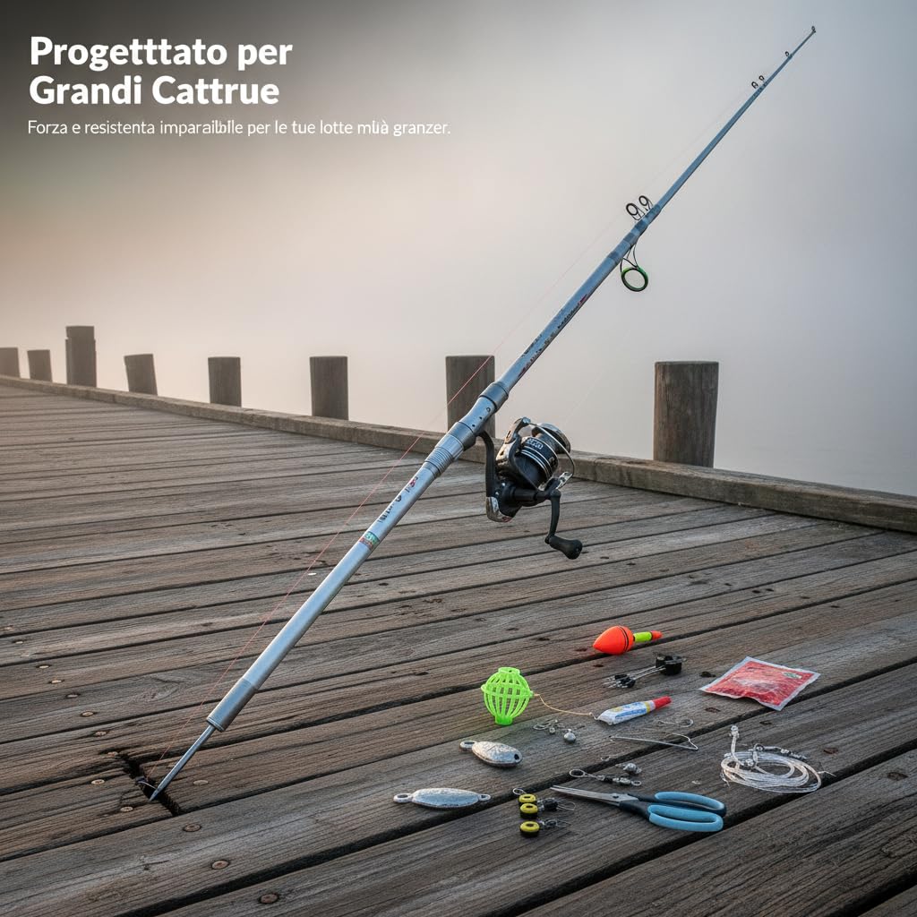 Set Pesca in Mare | semimetallico, Canna da Surfcasting, Pesca d Scogliera, Per Amanti del Surf