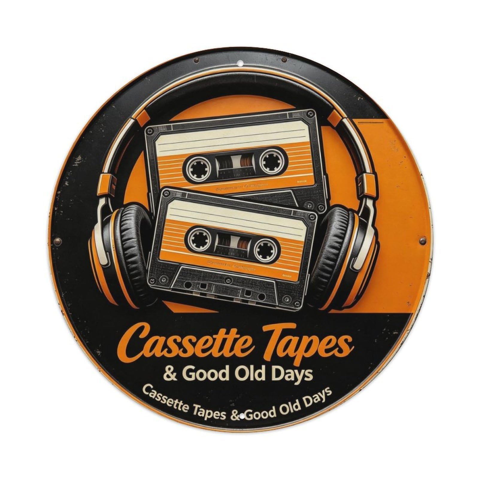 Cassette Tapes & Good Old Days Metal Tin Sign Plaque