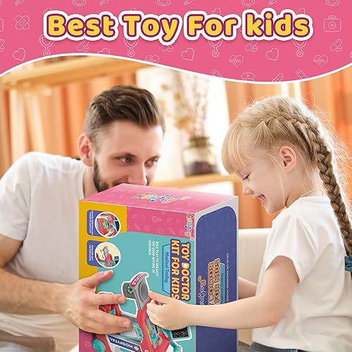 Miniatura 7 de Kit médico de juguete para niños, juego de estación médica de simulación con carrito móvil, juego médico para niños y niñas, kit médico para niños