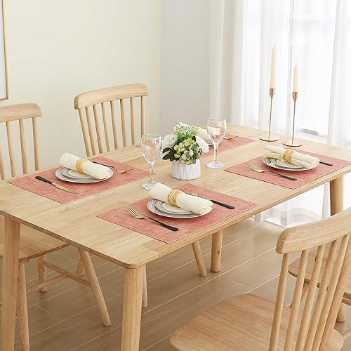 Miniatura 7 de Homaxy Juego de 6 manteles individuales de piel sintética resistentes al calor para mesa de comedor, impermeables, lavables, lavables, fáciles de