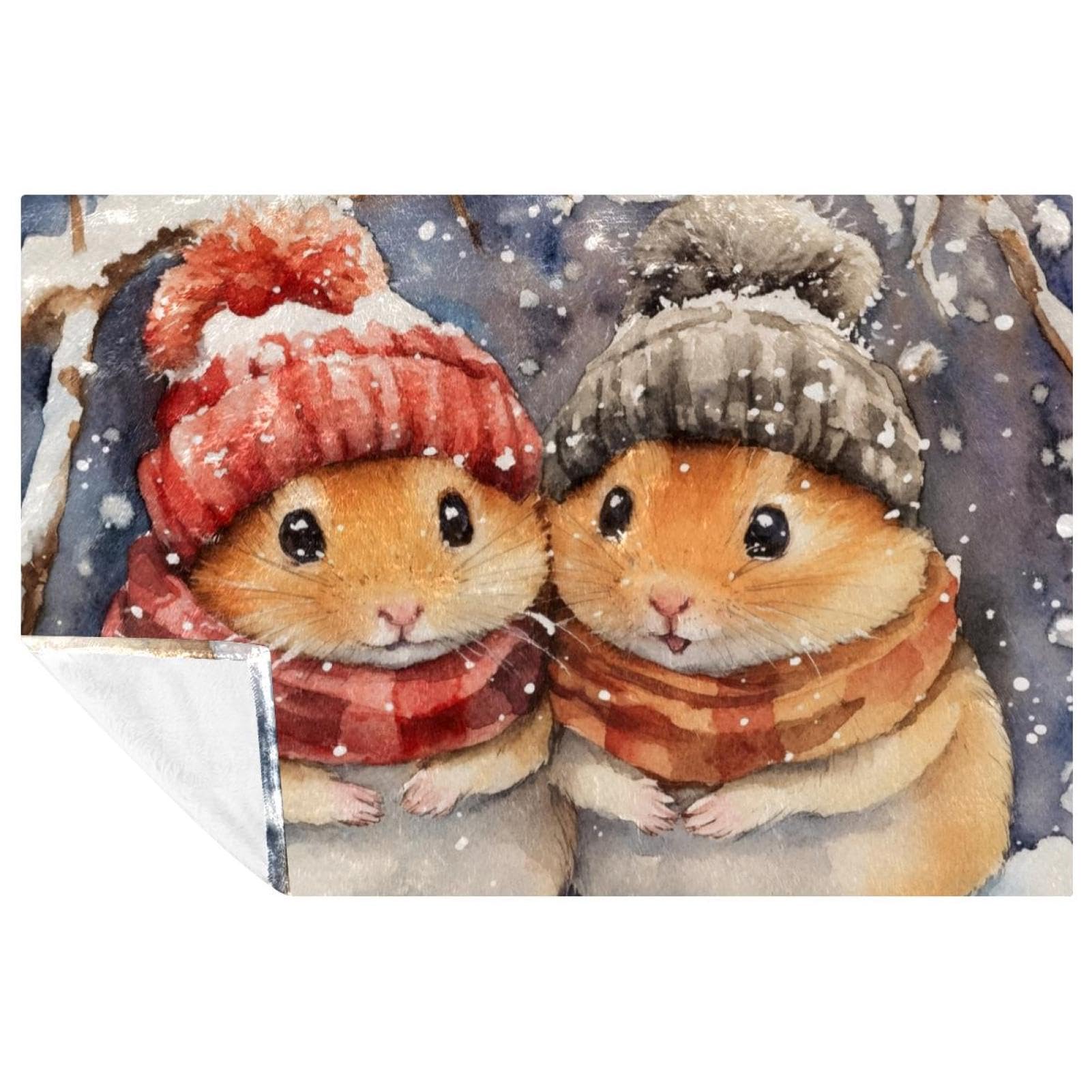 Plaid hamsters d'hiver idéal pour pique-nique camping canapé et lit 150x100 cm